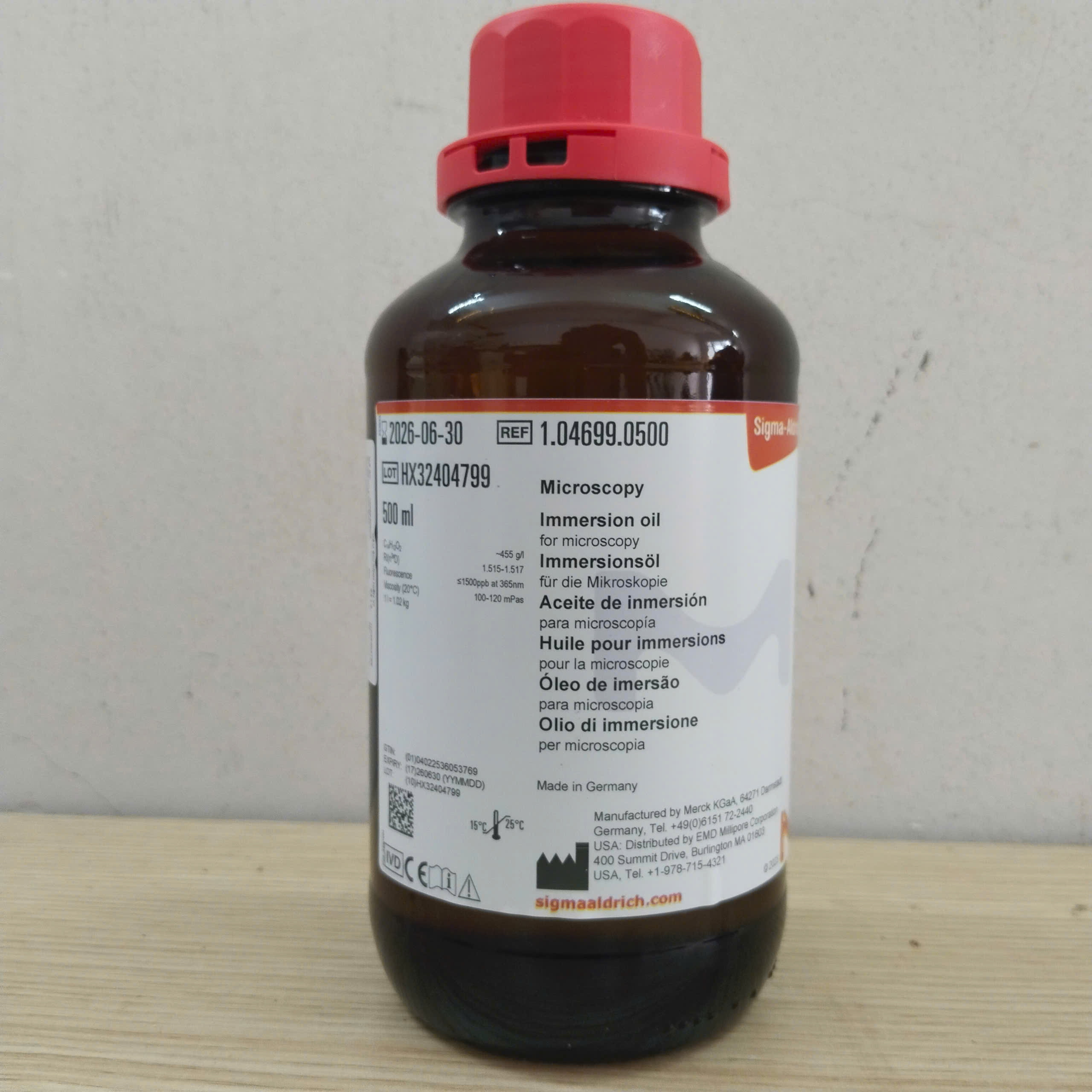 Dầu soi kính hiển vi hãng Merck đức-chai lớn 500ml